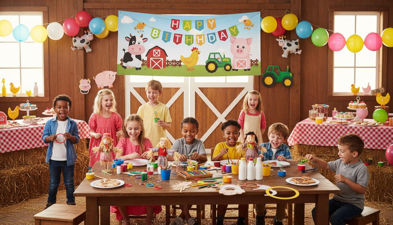 Children enjoying a farm-themed birthday party